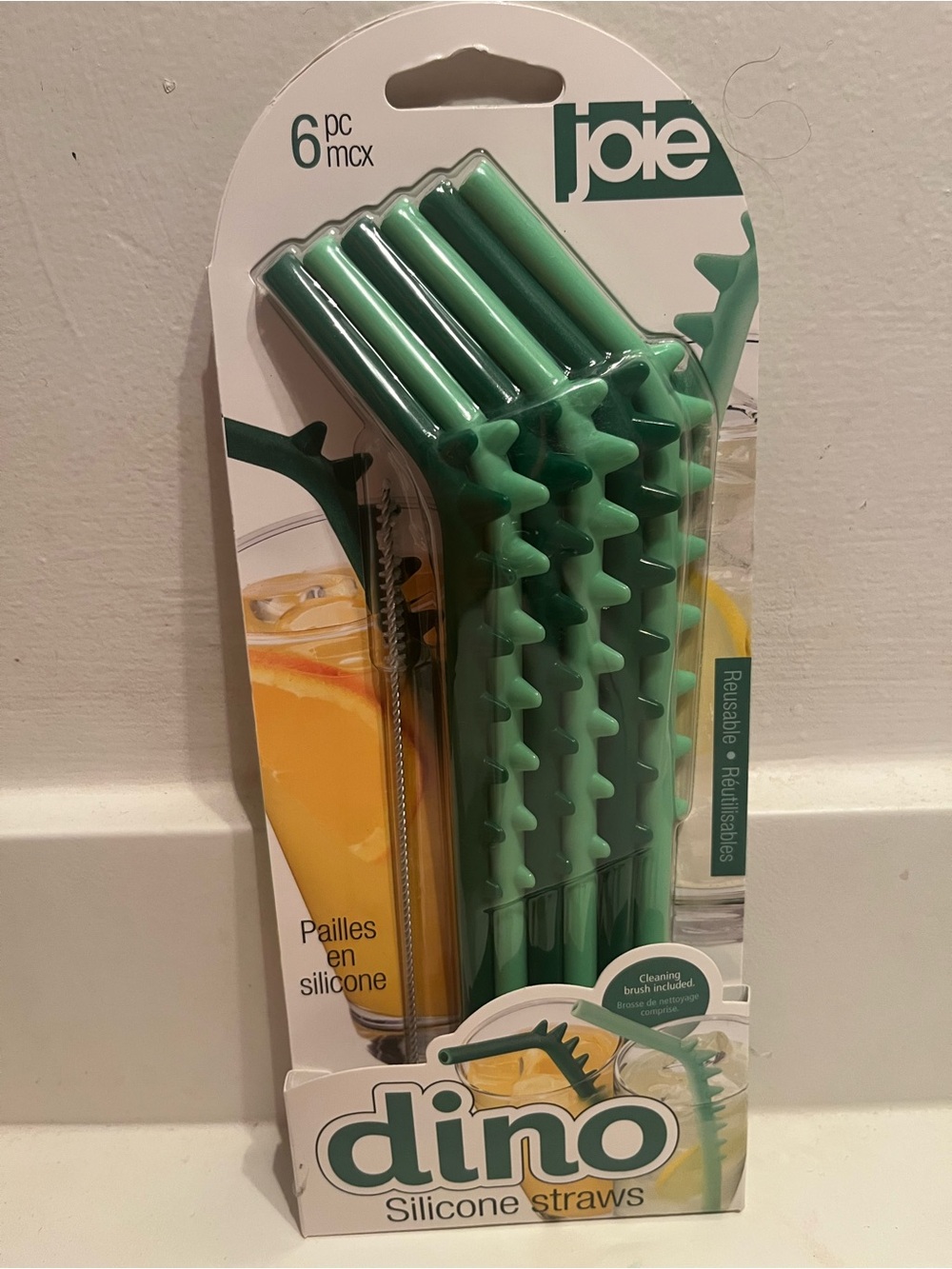 Joie Dino Silicone Straws - Mint Green (6 pc)
